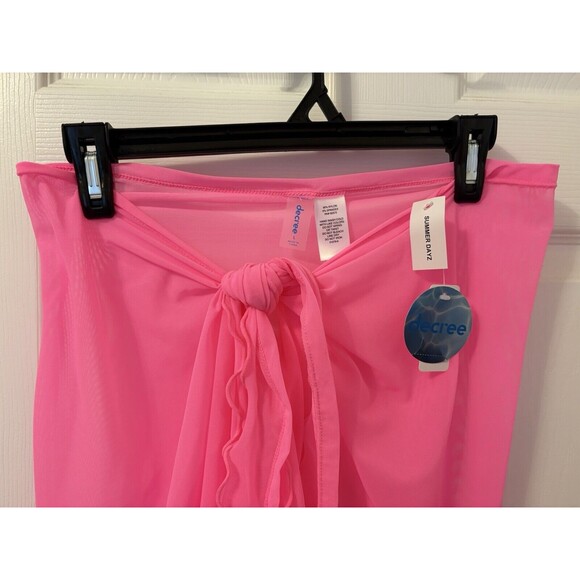 Decree Summer Daze Swim Adjustable Skirt Tie Wrap Full Coverage Electric Pink LG - Picture 2 of 15